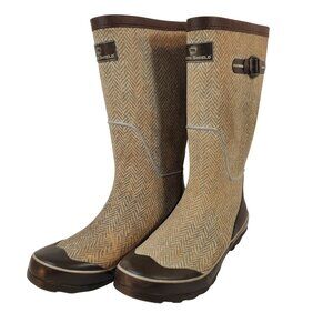 Arctic Shield Pull-On Waterproof Rain Snow Boots Womens Size 8 Gray Herring Bone